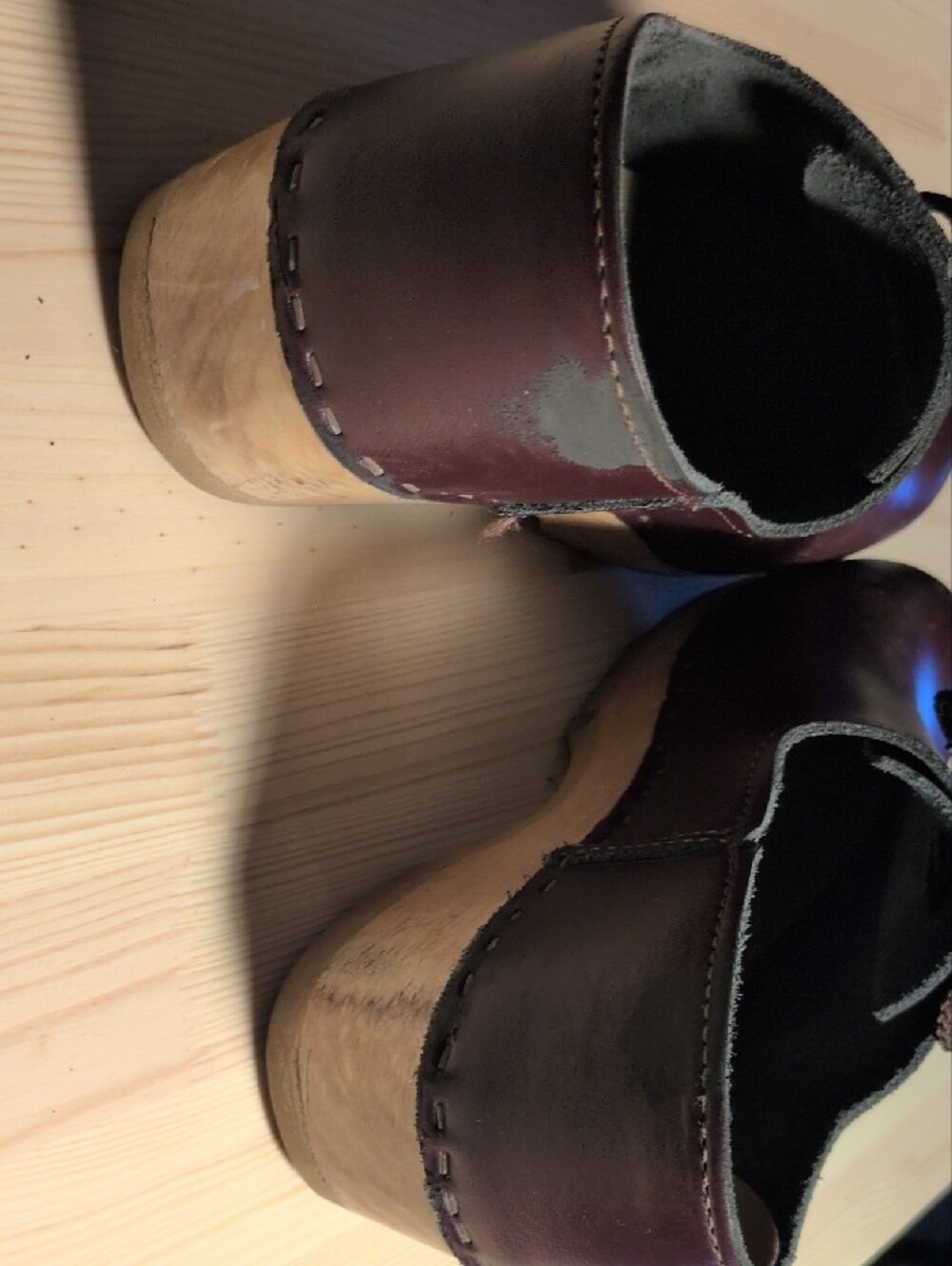 Women’s Leather Lace-Up Clogs in Dark Maroon Brown - Picture 6 of 10